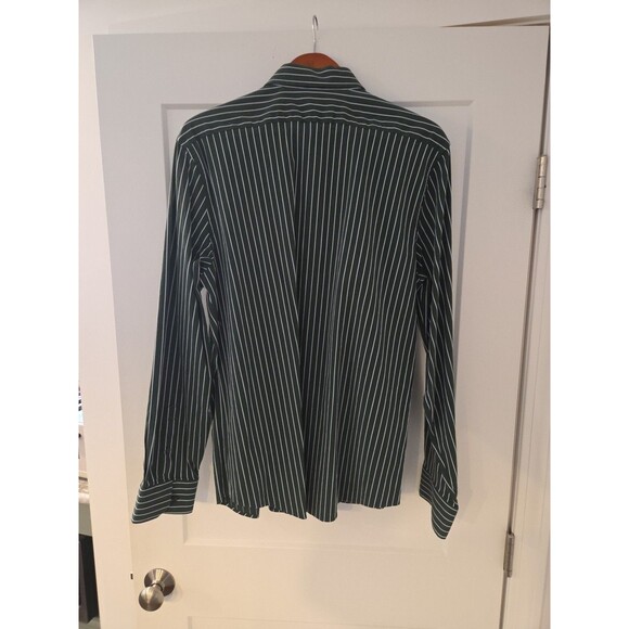 #67 Express 1MX Men Dress Shirt Modern Fit XL Extra Large Size(17-17 1/2) Grn/wh - Picture 3 of 3